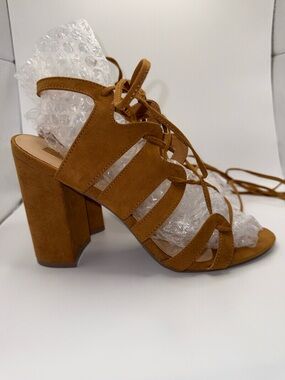 Forever 21 Women's Tan Lace-Up Block Heel Sandals SZ 10 (no box)